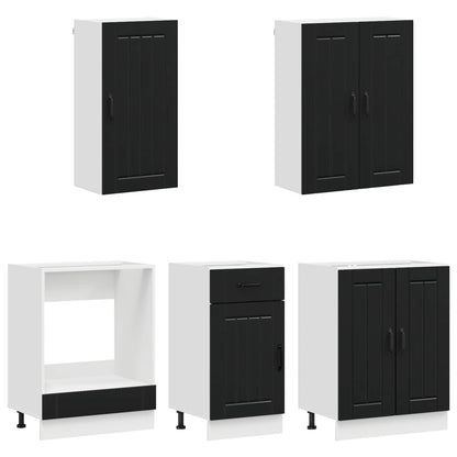 Kitchen Unit LUCCA 5 pcs Black Engineered Wood