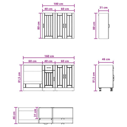 Kitchen Unit LUCCA 5 pcs Smoked Oak Engineered Wood