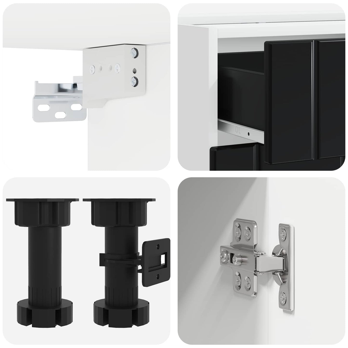 Kitchen Unit LUCCA 5 pcs Black Engineered Wood