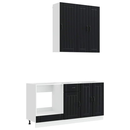 Kitchen Unit LUCCA 5 pcs Black Engineered Wood