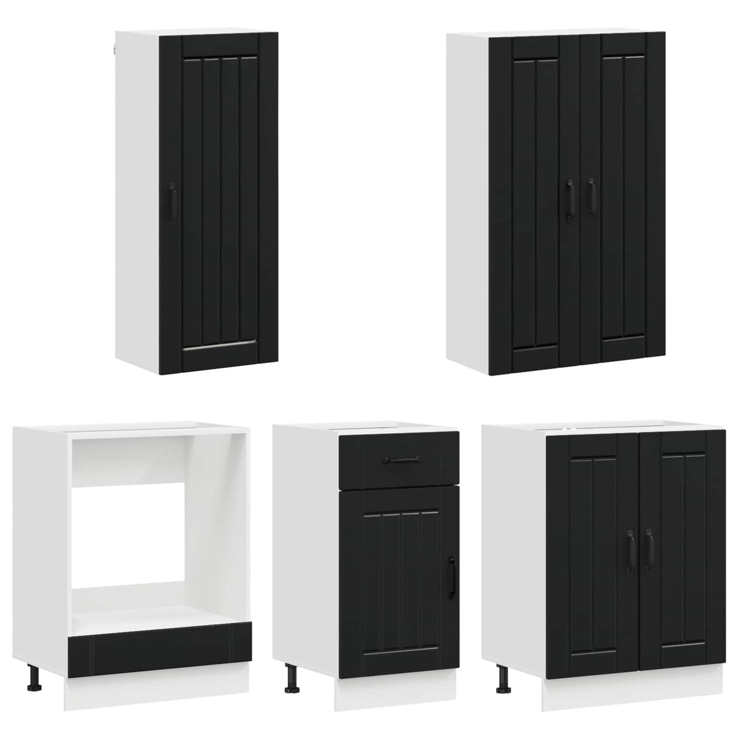 Kitchen Unit LUCCA 5 pcs Black Engineered Wood
