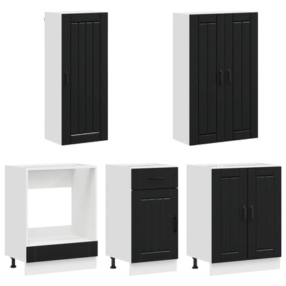 Kitchen Unit LUCCA 5 pcs Black Engineered Wood