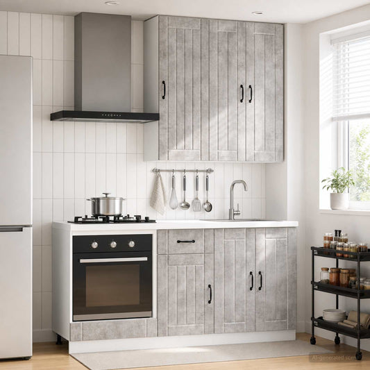 Kitchen Unit LUCCA 5 pcs Concrete Grey Engineered Wood