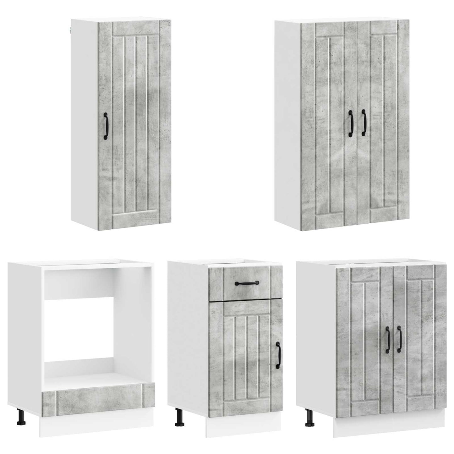 Kitchen Unit LUCCA 5 pcs Concrete Grey Engineered Wood