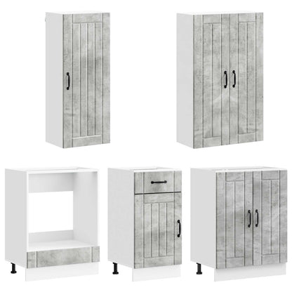 Kitchen Unit LUCCA 5 pcs Concrete Grey Engineered Wood