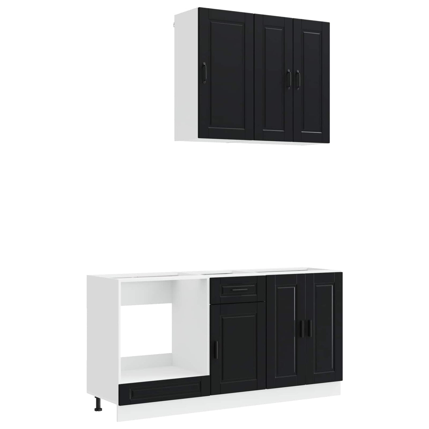Kitchen Unit PORTO 5 pcs Black Engineered Wood