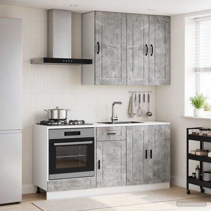 Kitchen Unit PORTO 5 pcs Concrete Grey Engineered Wood