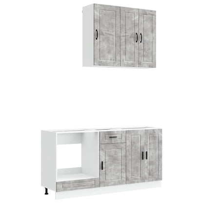 Kitchen Unit PORTO 5 pcs Concrete Grey Engineered Wood