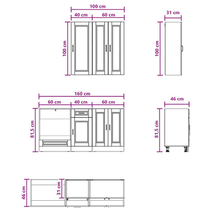 Kitchen Unit PORTO 5 pcs White Engineered Wood