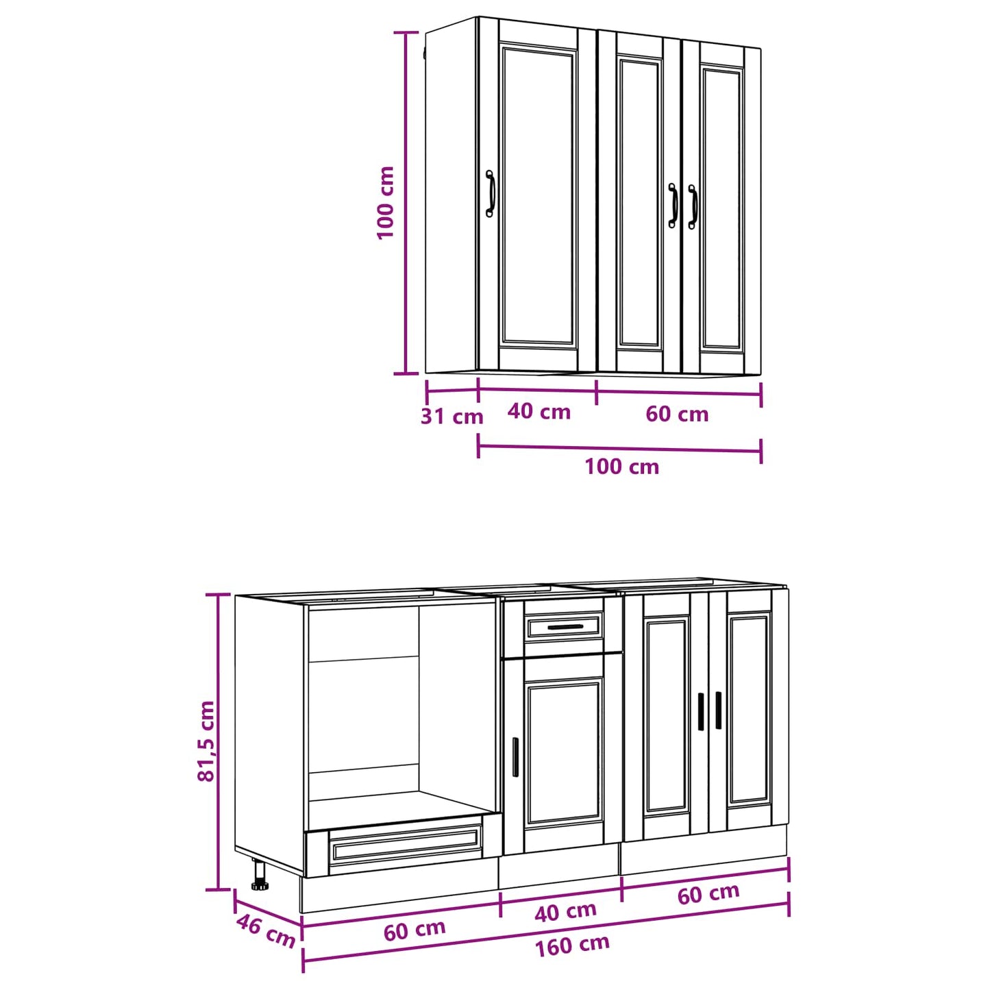 Kitchen Unit PORTO 5 pcs High Gloss White Engineered Wood
