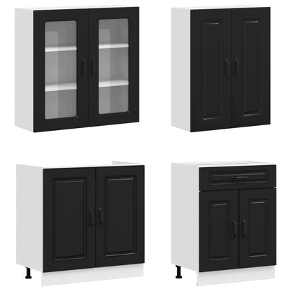 Kitchen Unit KALMAR 4 pcs Black Engineered Wood