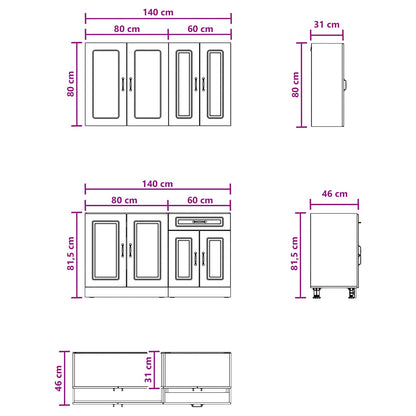 Kitchen Unit KALMAR 4 pcs Black Engineered Wood