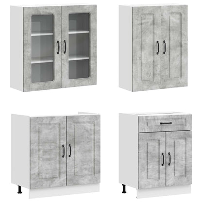 Kitchen Unit KALMAR 4 pcs Concrete Grey Engineered Wood