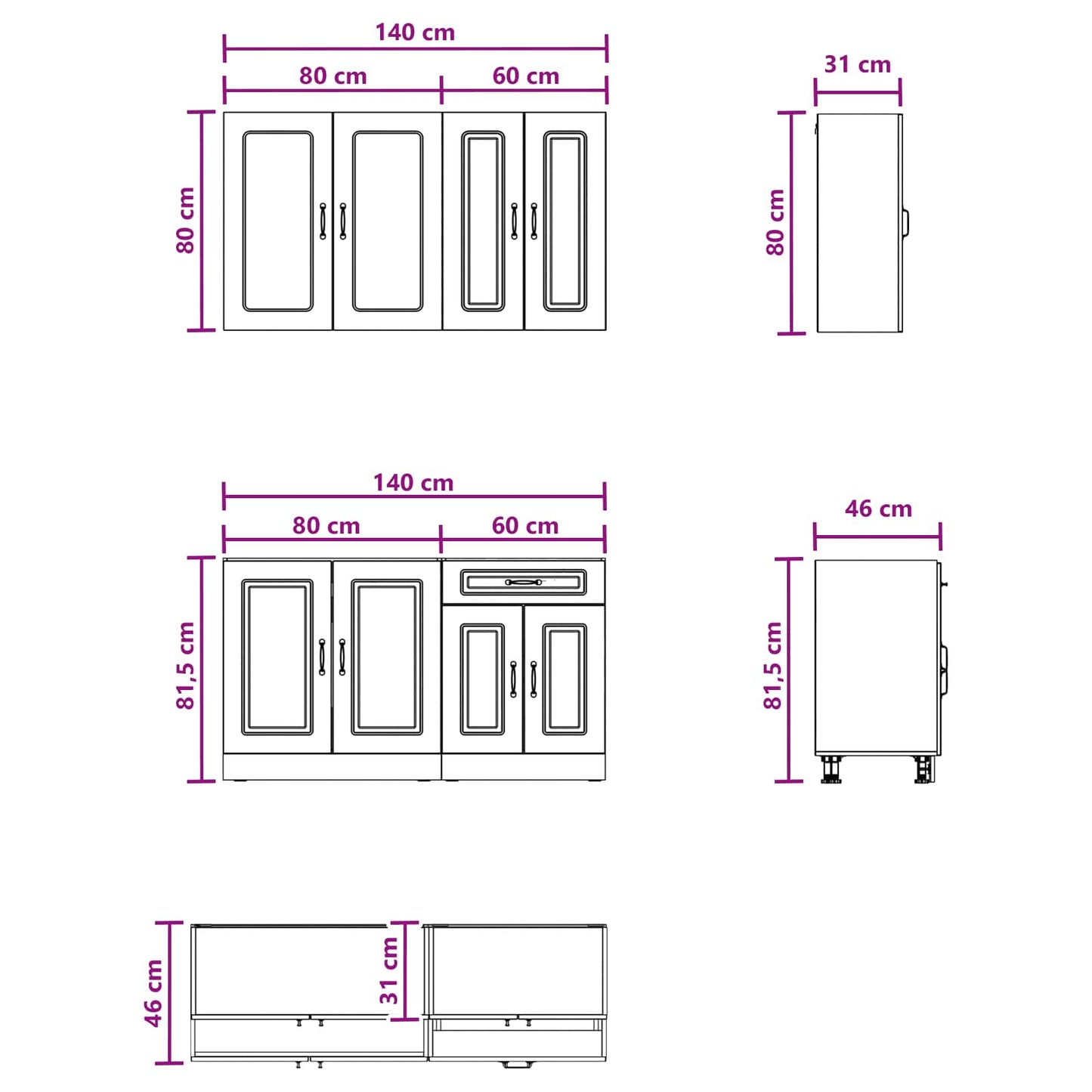Kitchen Unit KALMAR 4 pcs Smoked Oak Engineered Wood