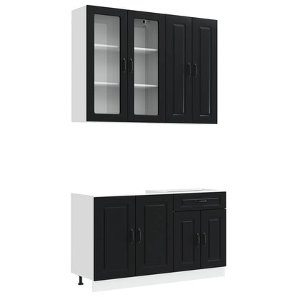 Kitchen Unit KALMAR 4 pcs Black Engineered Wood