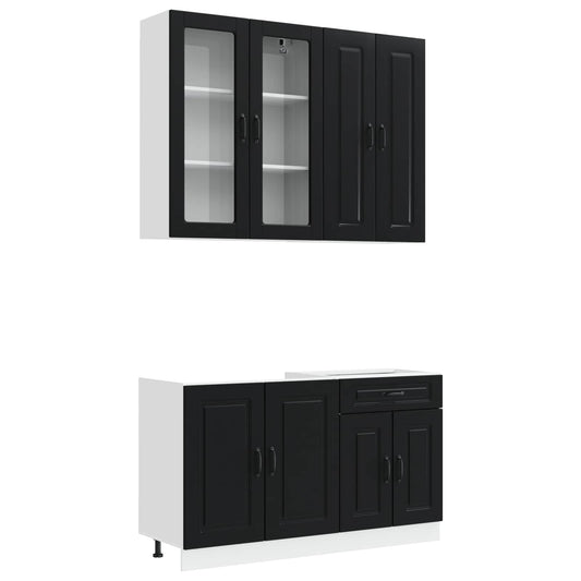 Kitchen Unit KALMAR 4 pcs Black Engineered Wood