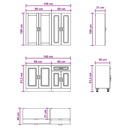 Kitchen Unit KALMAR 4 pcs Smoked Oak Engineered Wood