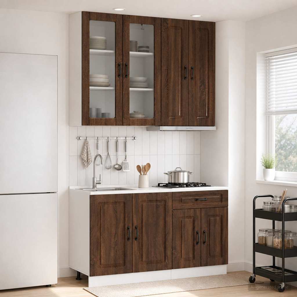 Kitchen Unit KALMAR 4 pcs Brown Oak Engineered Wood