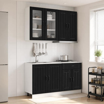 Kitchen Unit LUCCA 4 pcs Black Engineered Wood