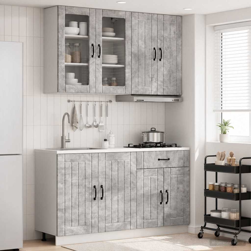 Kitchen Unit LUCCA 4 pcs Concrete Grey Engineered Wood