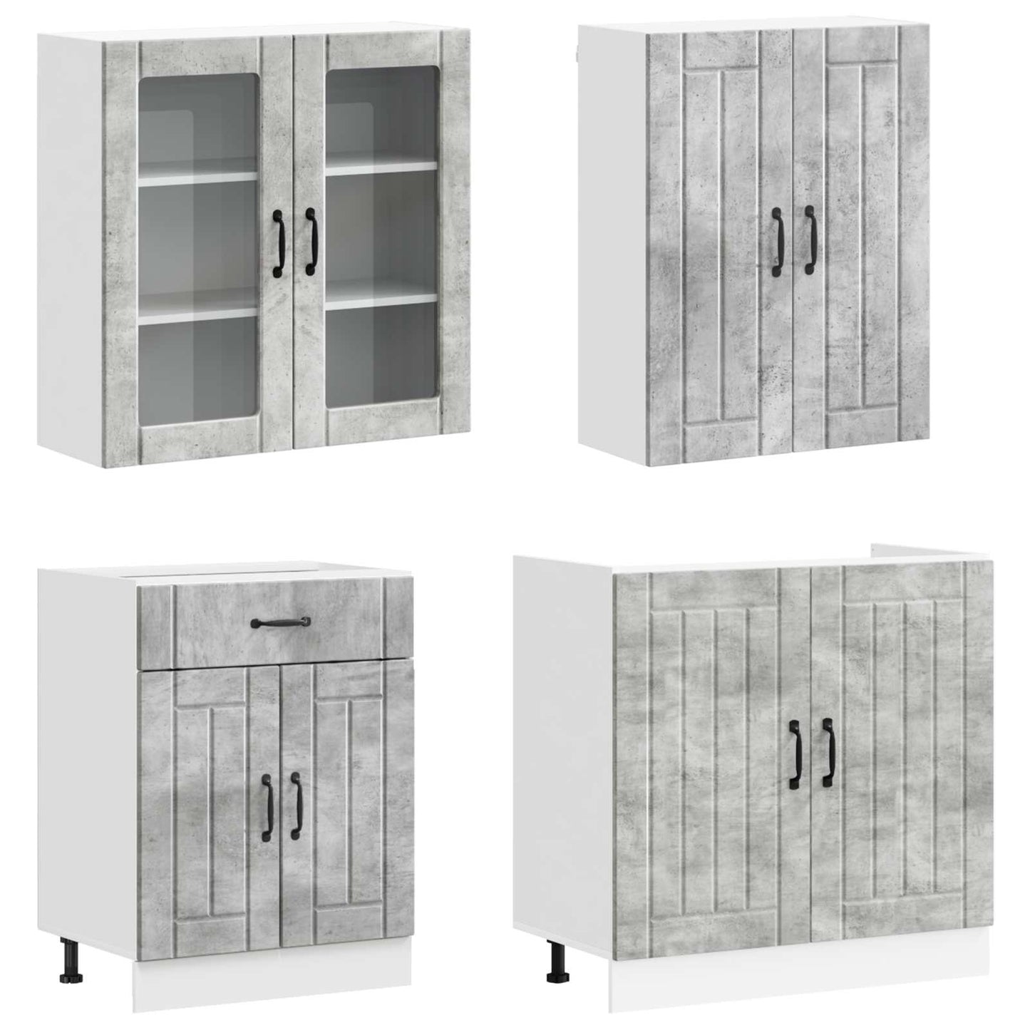 Kitchen Unit LUCCA 4 pcs Concrete Grey Engineered Wood