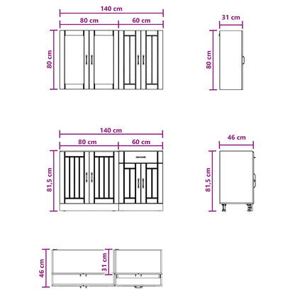 Kitchen Unit LUCCA 4 pcs Concrete Grey Engineered Wood