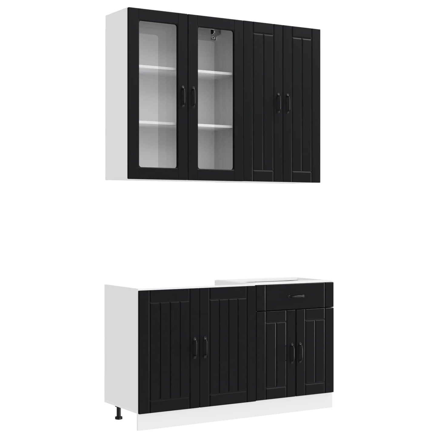 Kitchen Unit LUCCA 4 pcs Black Engineered Wood