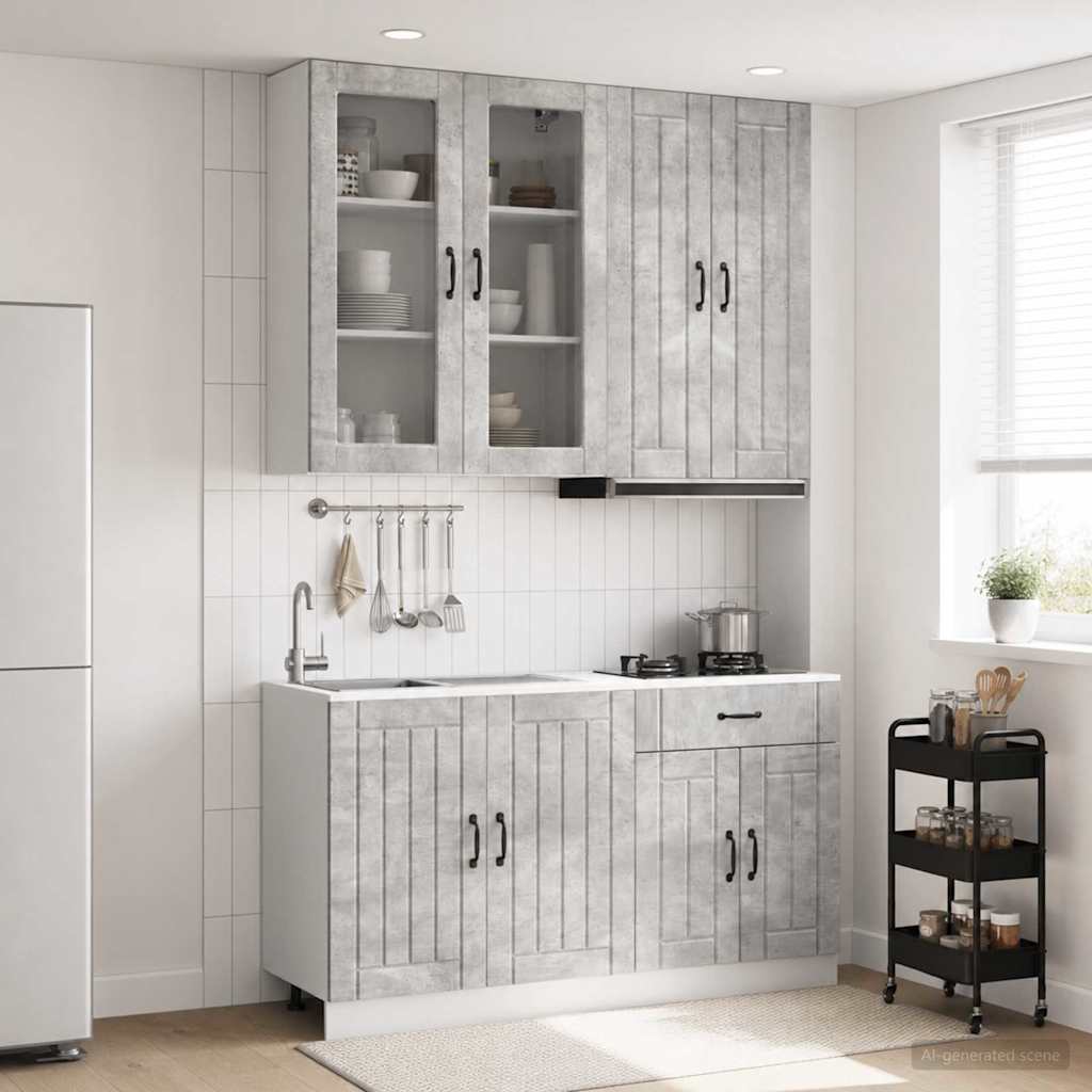Kitchen Unit LUCCA 4 pcs Concrete Grey Engineered Wood