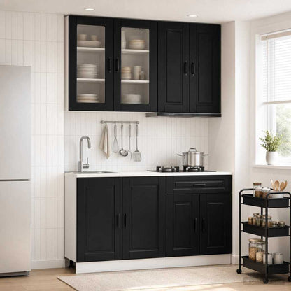 Kitchen Unit PORTO 4 pcs Black Engineered Wood