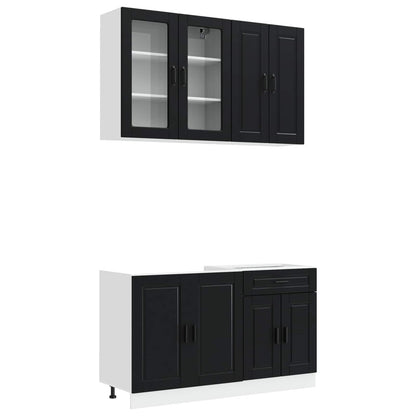 Kitchen Unit PORTO 4 pcs Black Engineered Wood