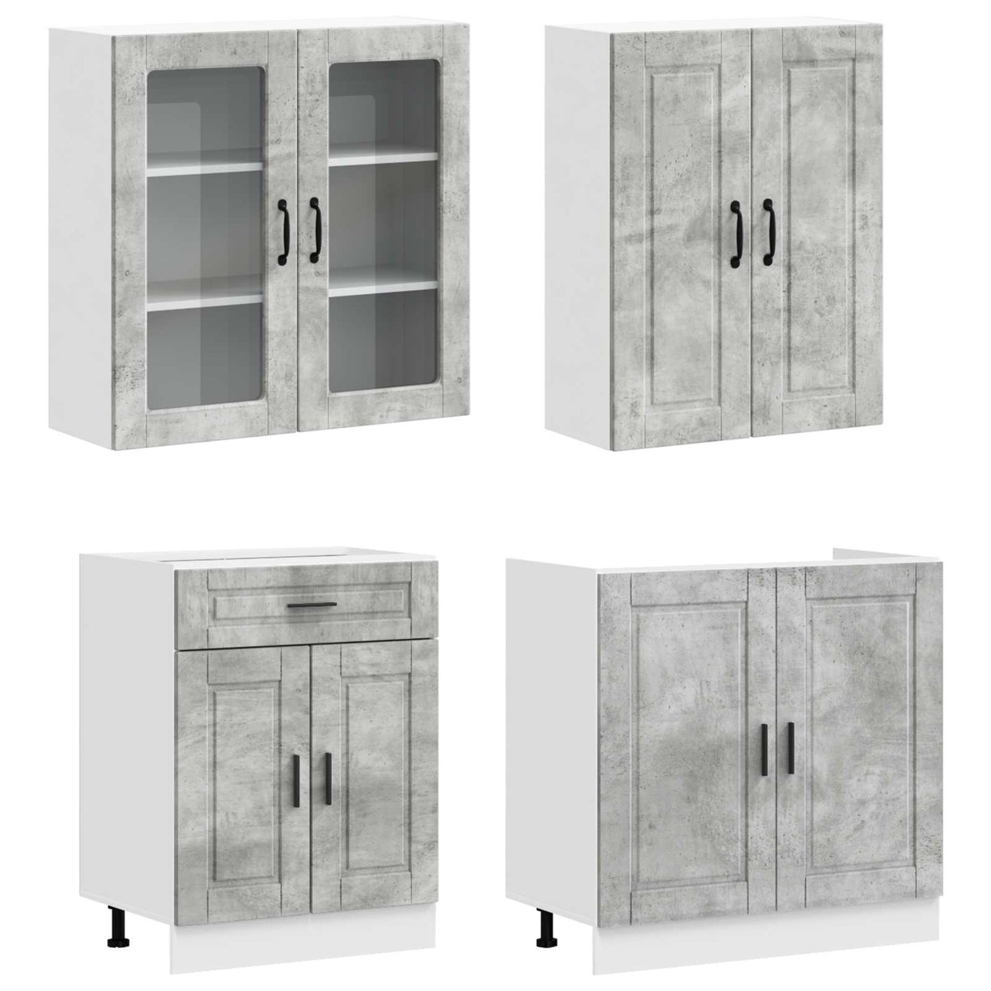 Kitchen Unit PORTO 4 pcs Concrete Grey Engineered Wood