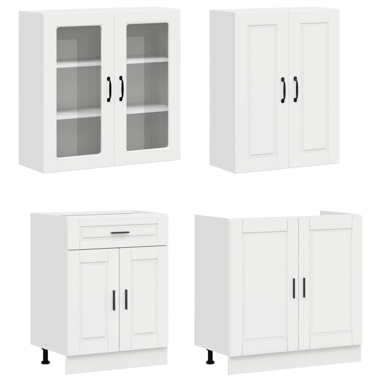 Kitchen Unit PORTO 4 pcs High Gloss White Engineered Wood