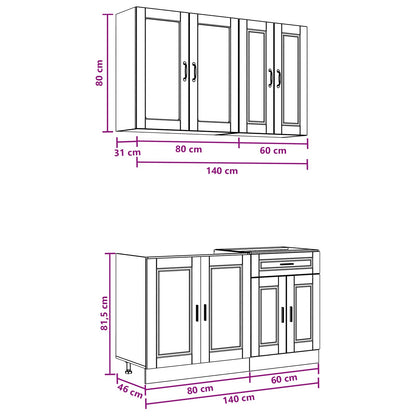 Kitchen Unit PORTO 4 pcs High Gloss White Engineered Wood