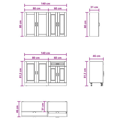 Kitchen Unit PORTO 4 pcs Smoked Oak Engineered Wood