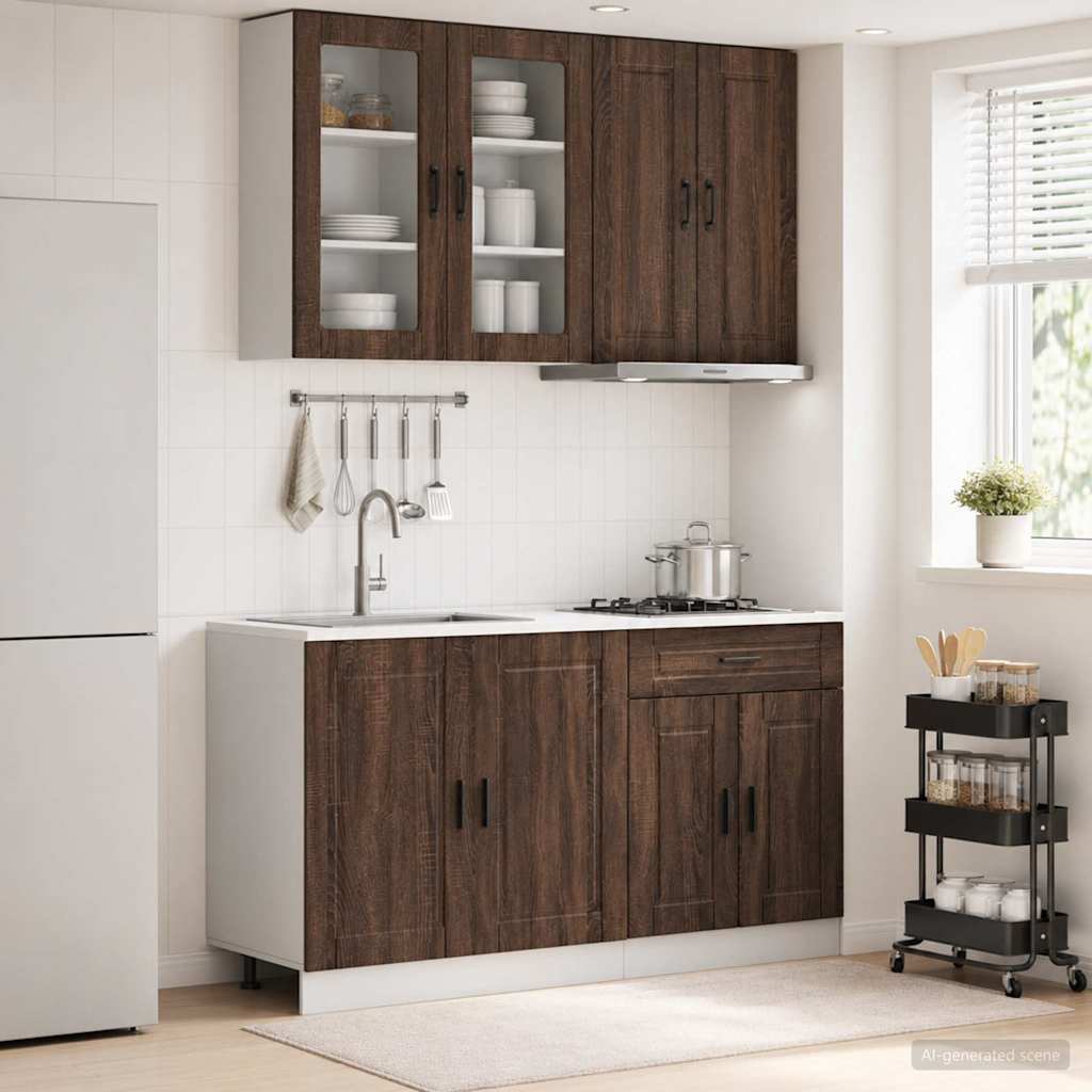 Kitchen Unit PORTO 4 pcs Brown Oak Engineered Wood