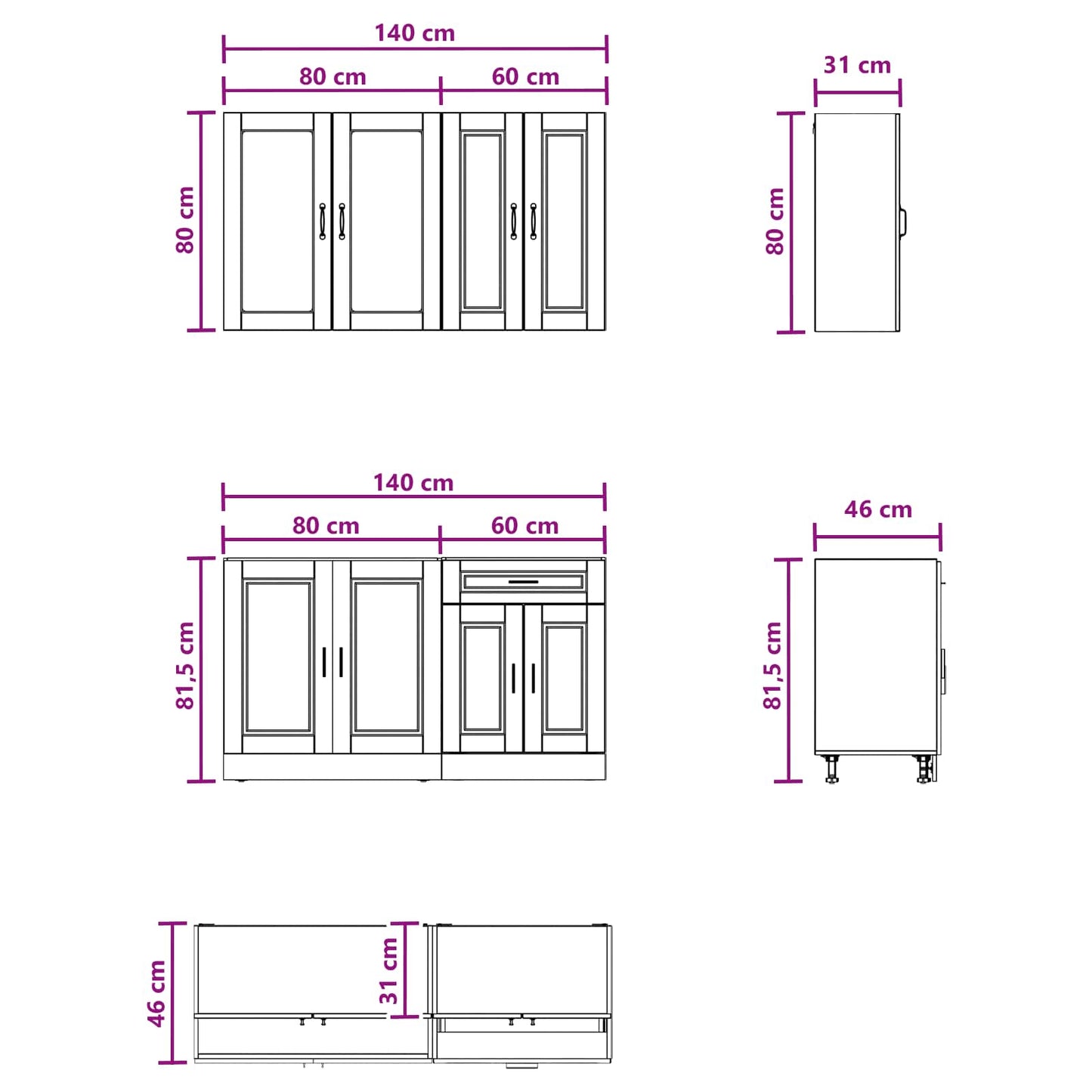 Kitchen Unit PORTO 4 pcs Old Wood Engineered Wood
