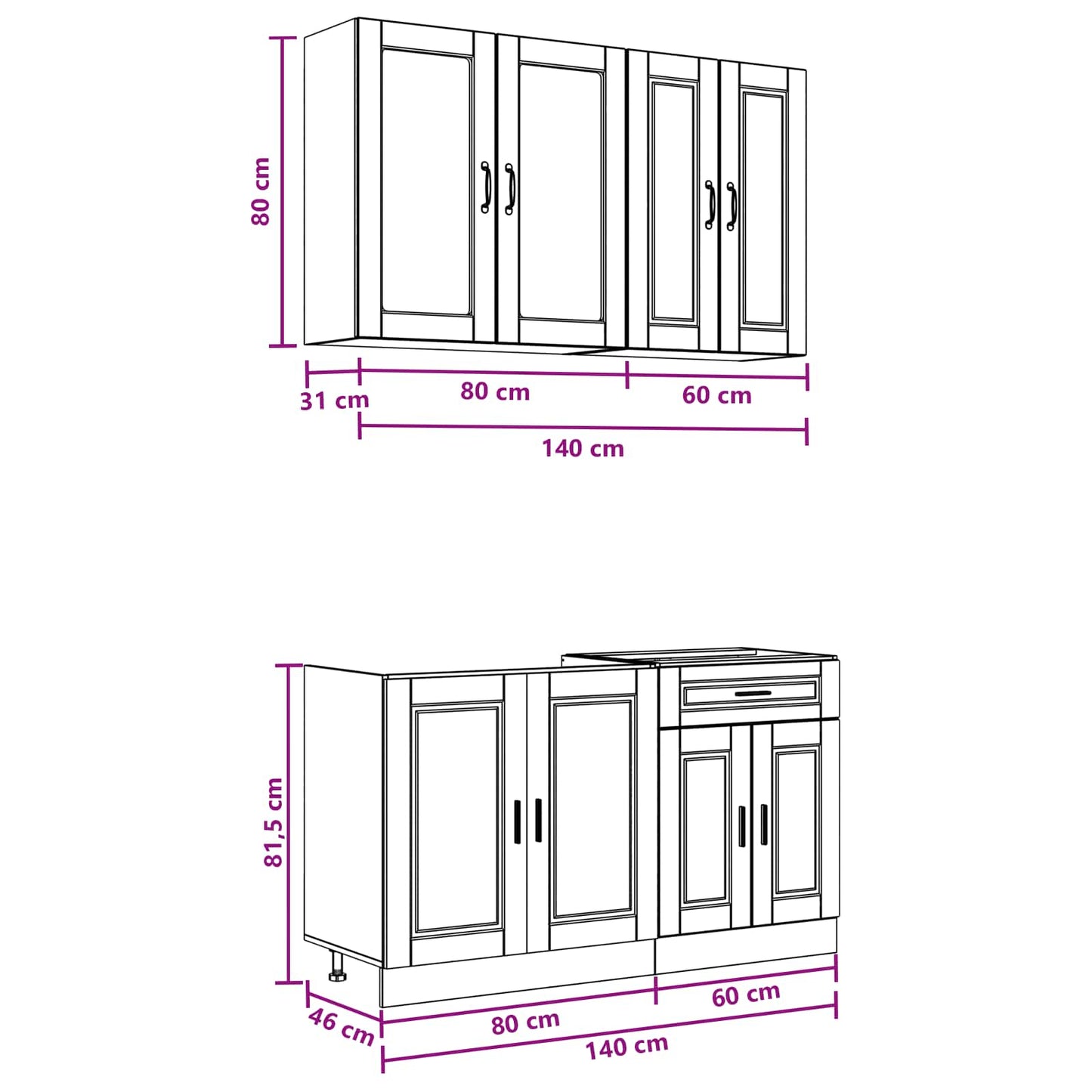 Kitchen Unit PORTO 4 pcs Artisan Oak Engineered Wood