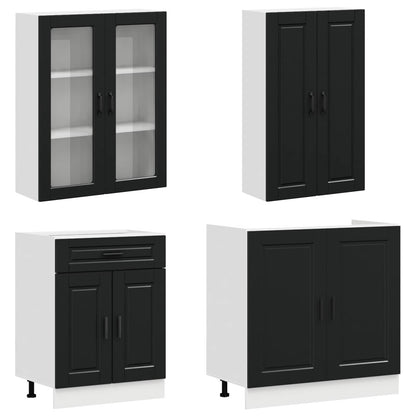 Kitchen Unit PORTO 4 pcs Black Engineered Wood