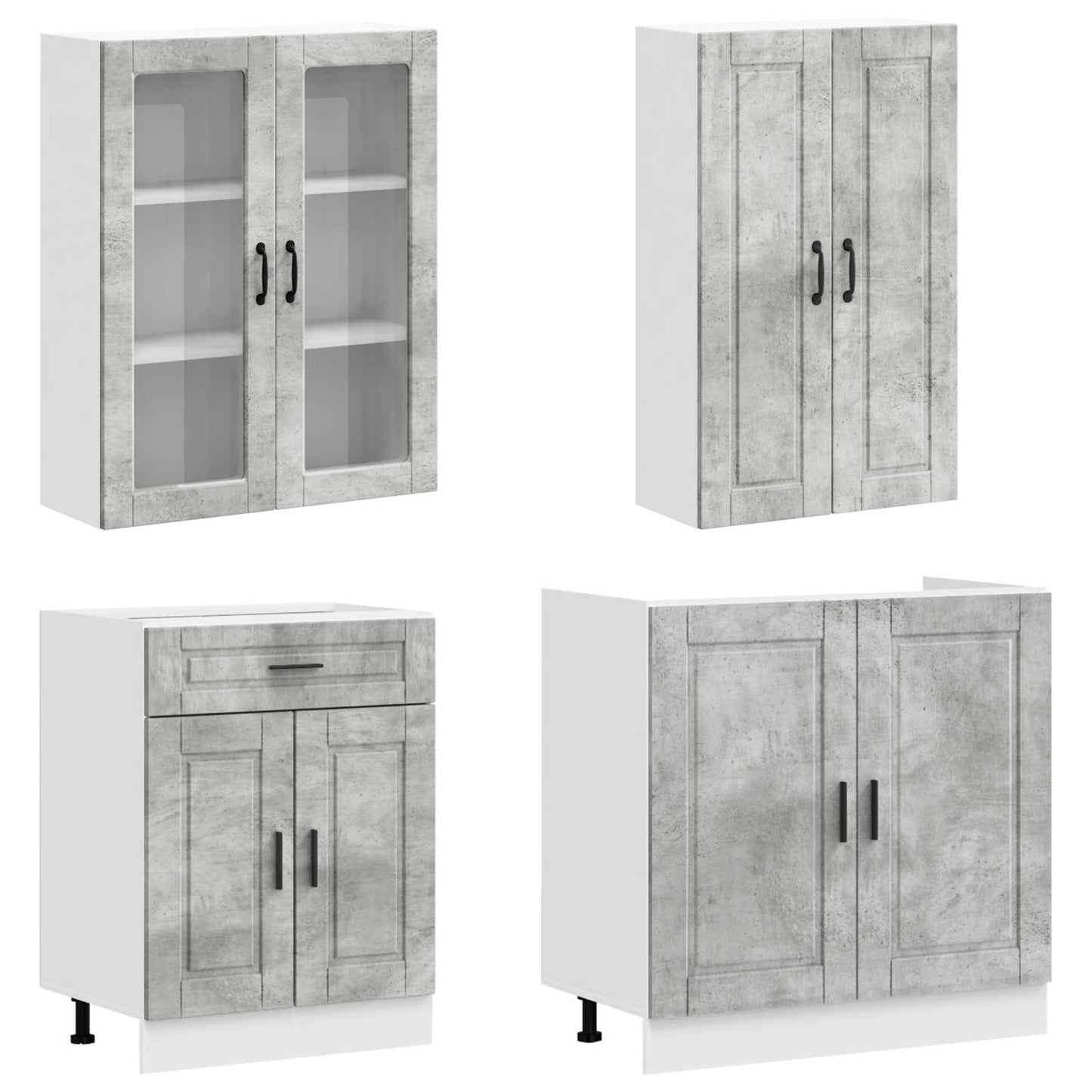 Kitchen Unit PORTO 4 pcs Concrete Grey Engineered Wood