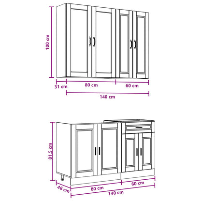 Kitchen Unit PORTO 4 pcs Concrete Grey Engineered Wood