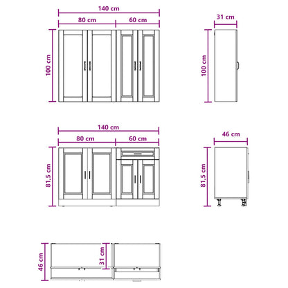 Kitchen Unit PORTO 4 pcs Old Wood Engineered Wood