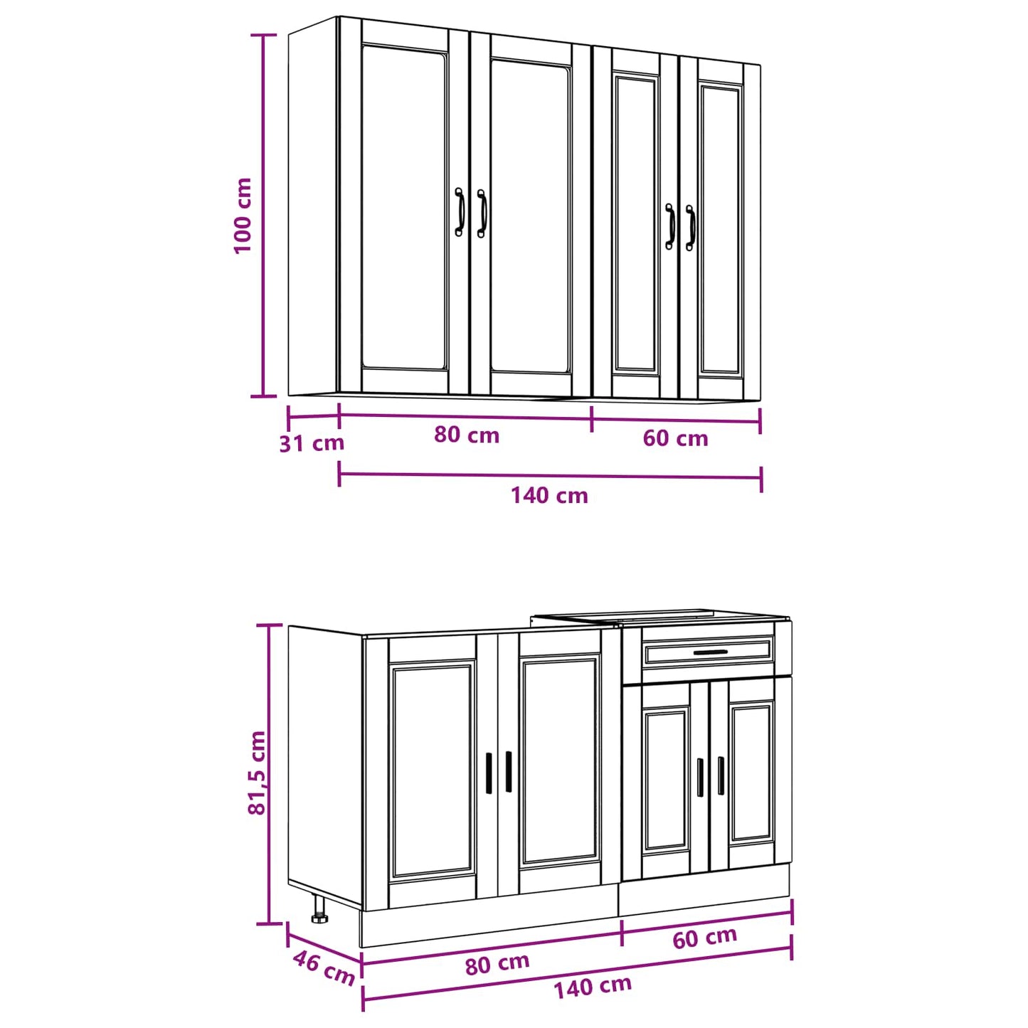 Kitchen Unit PORTO 4 pcs Artisan Oak Engineered Wood