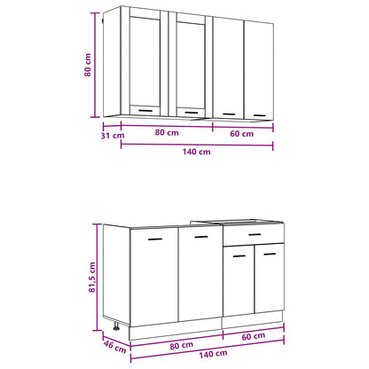 Kitchen Unit LYON 4 pcs Sonoma Oak Engineered Wood