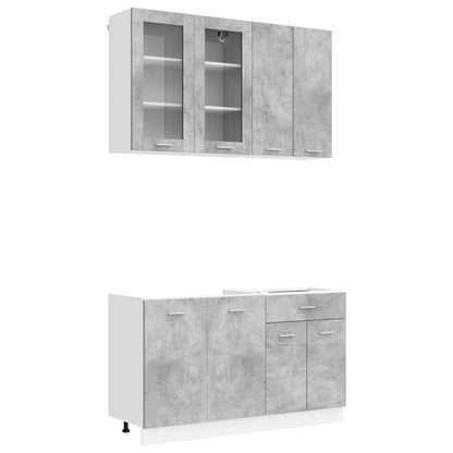 Kitchen Unit LYON 4 pcs Concrete Grey Engineered Wood