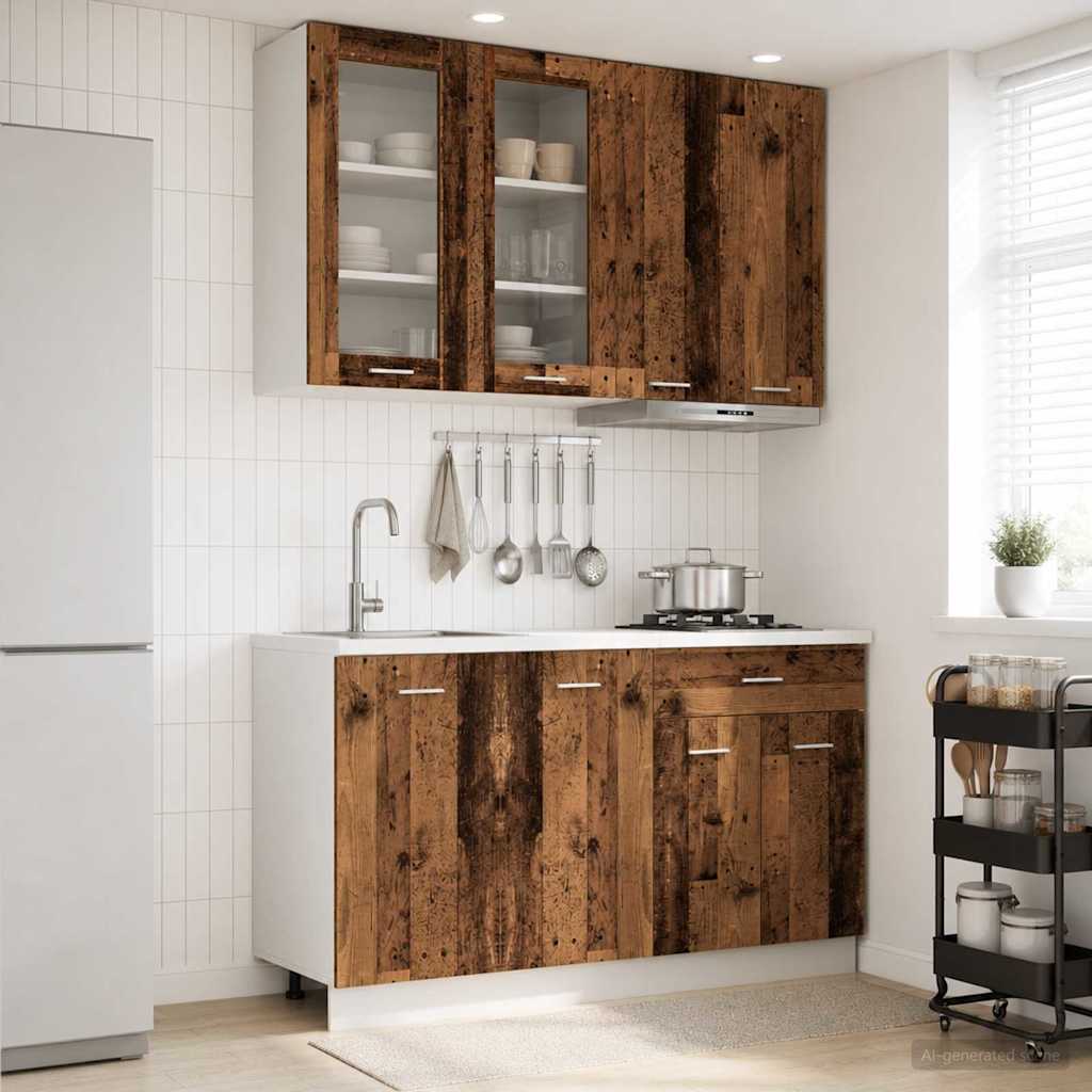 Kitchen Unit LYON 4 pcs Old Wood Engineered Wood