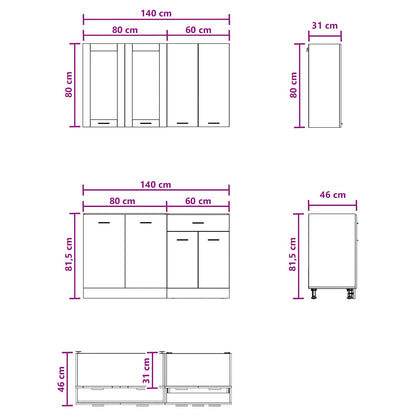 Kitchen Unit LYON 4 pcs Old Wood Engineered Wood
