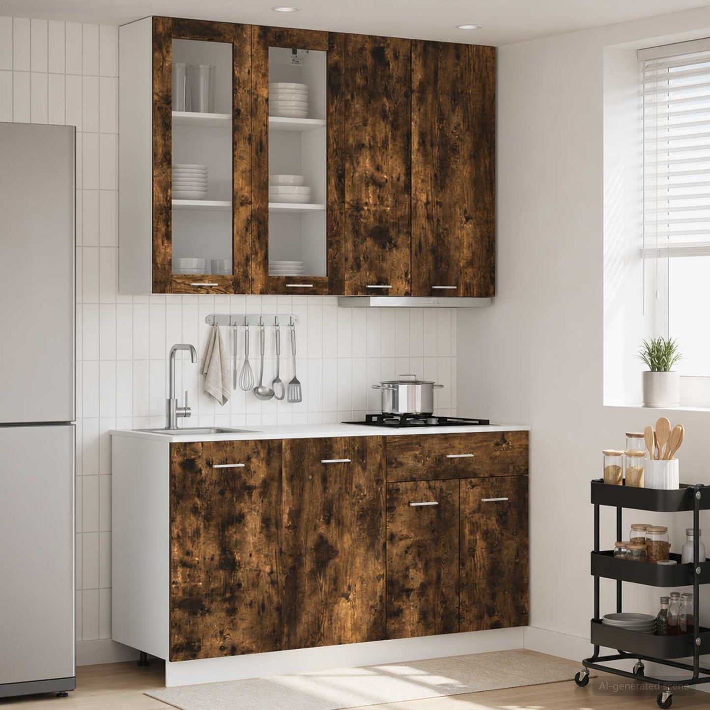 Kitchen Unit LYON 4 pcs Smoked Oak Engineered Wood