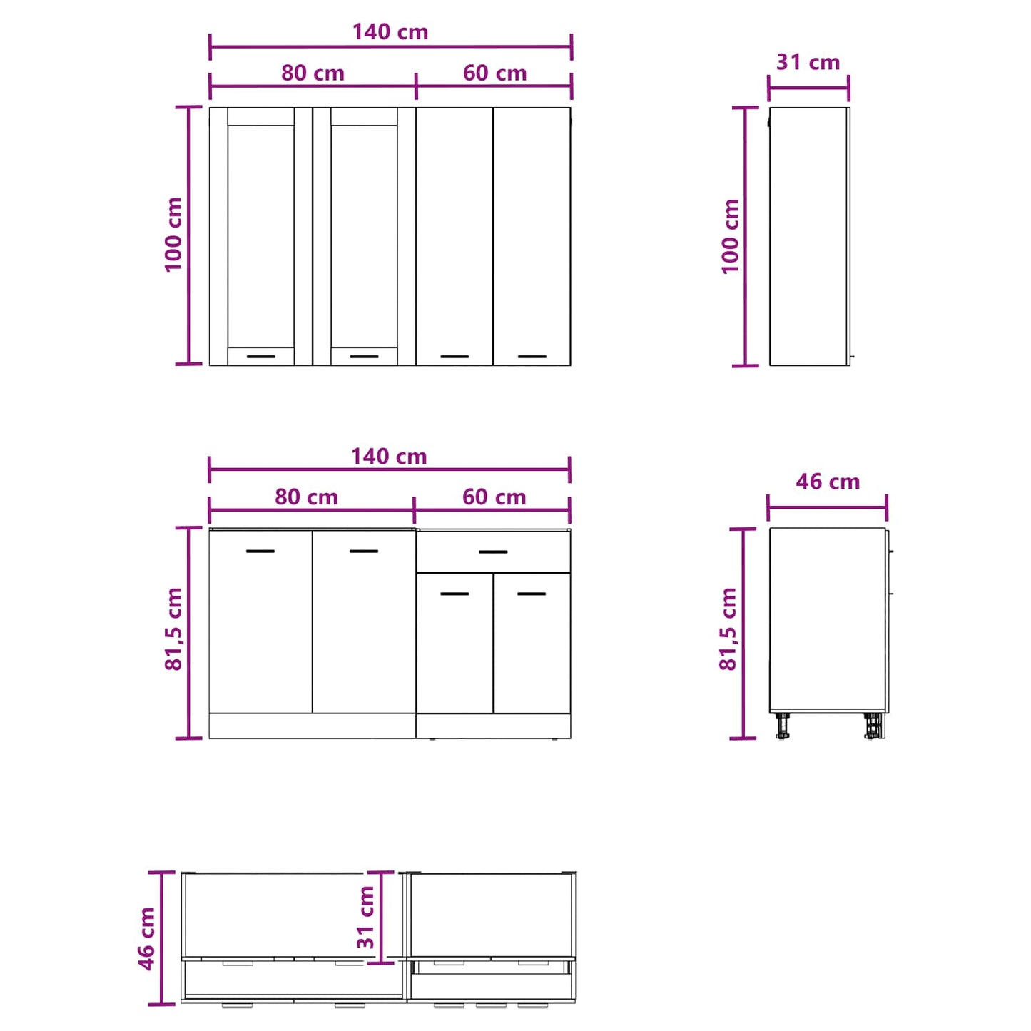 Kitchen Unit LYON 4 pcs Grey Sonoma Engineered Wood
