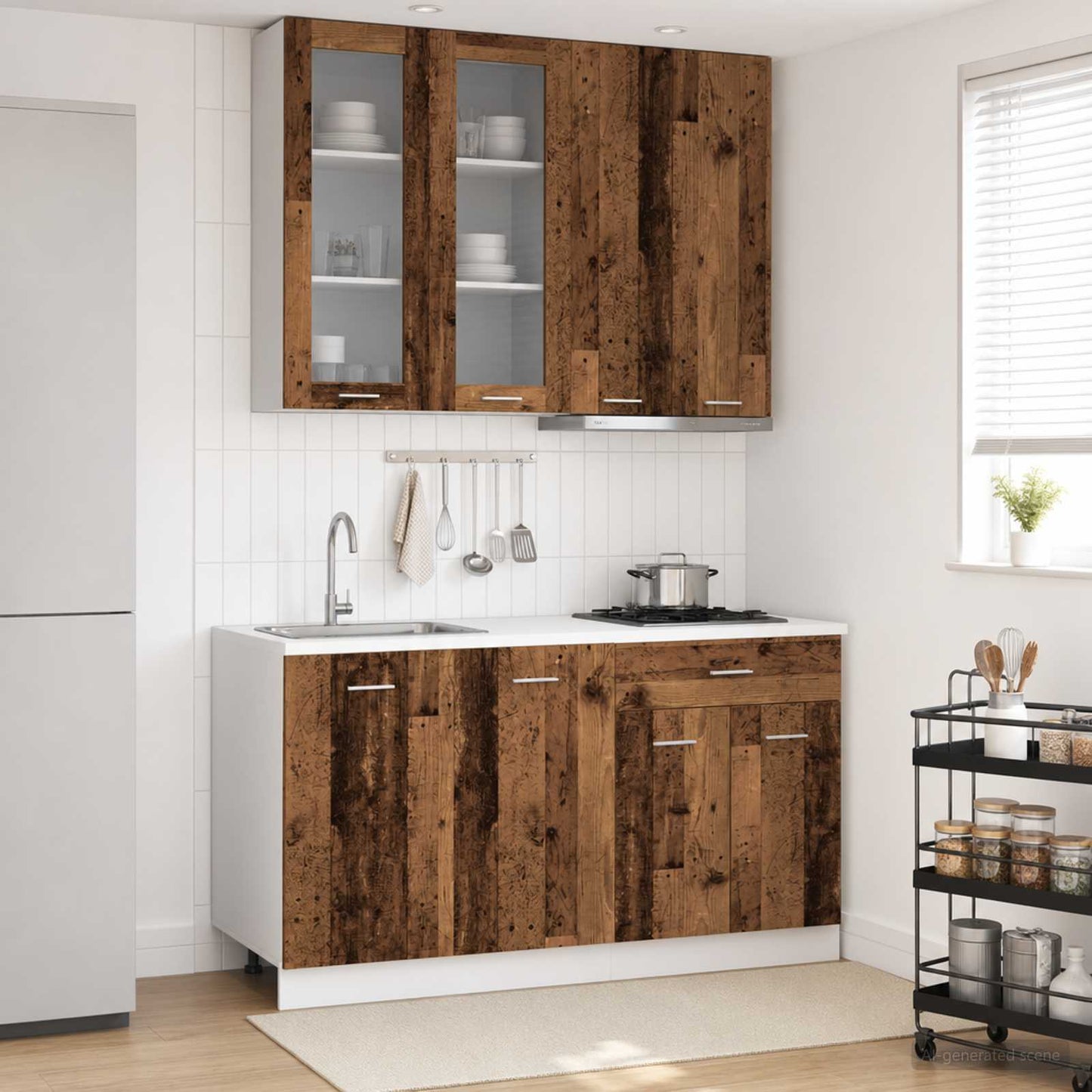Kitchen Unit LYON 4 pcs Old Wood Engineered Wood