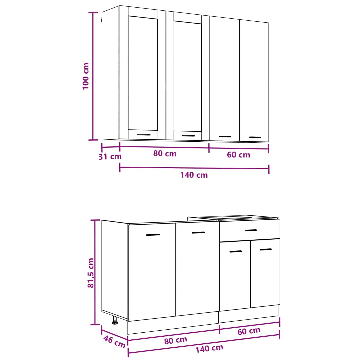 Kitchen Unit LYON 4 pcs Artisan Oak Engineered Wood